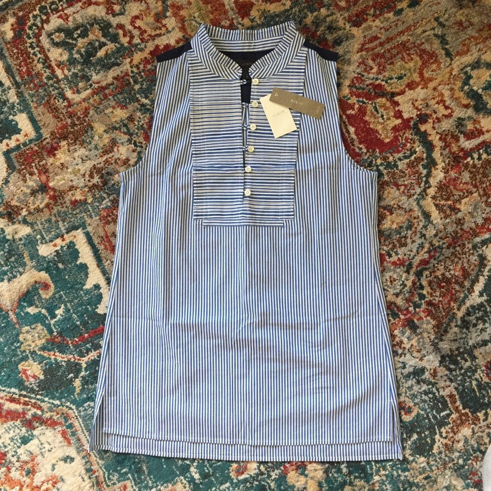 J Crew Sleeveless Pleated Bib Top